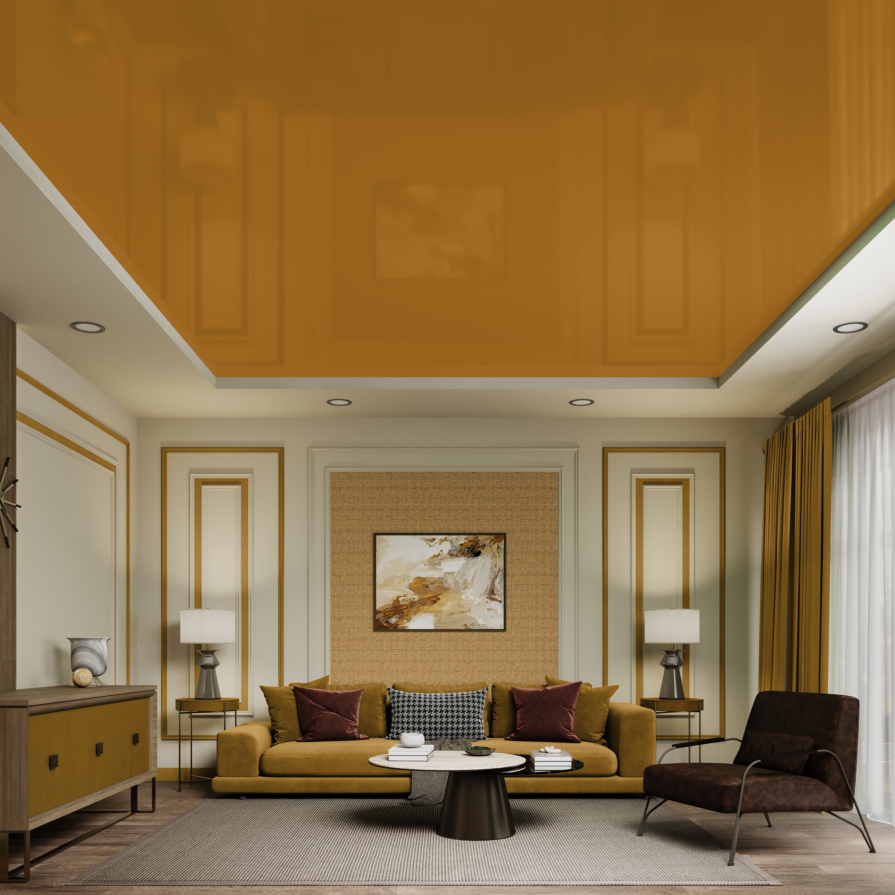 Modern Stretch Ceiling - Glossy & Matte Options, Easy DIY Installation. Kit #22. Film Size 6ft 7in x 8ft 2in