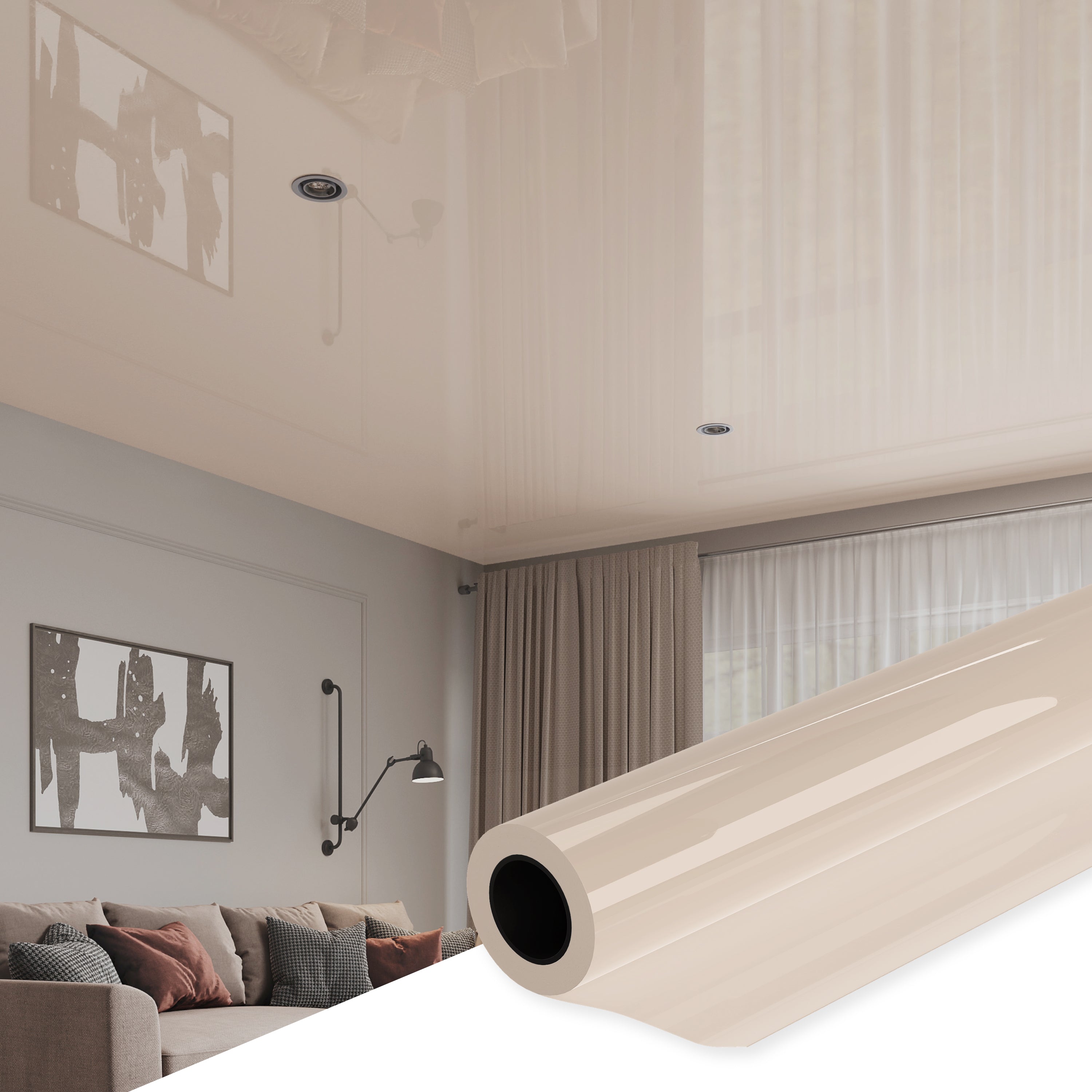 Modern Stretch Ceiling - Glossy & Matte Options, Easy DIY Installation. Kit #11. Film Size 4ft 11in x 4ft 11in