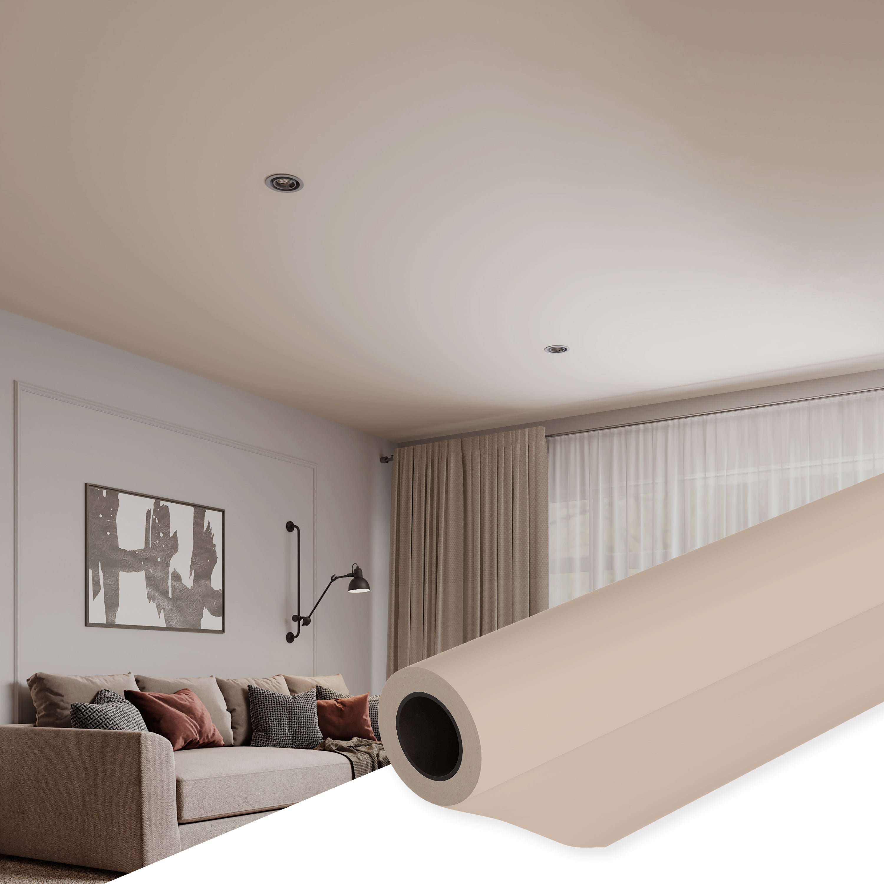 Modern Stretch Ceiling - Glossy & Matte Options, Easy DIY Installation. Kit #35. Film Size 8ft 2in x 16ft 5in