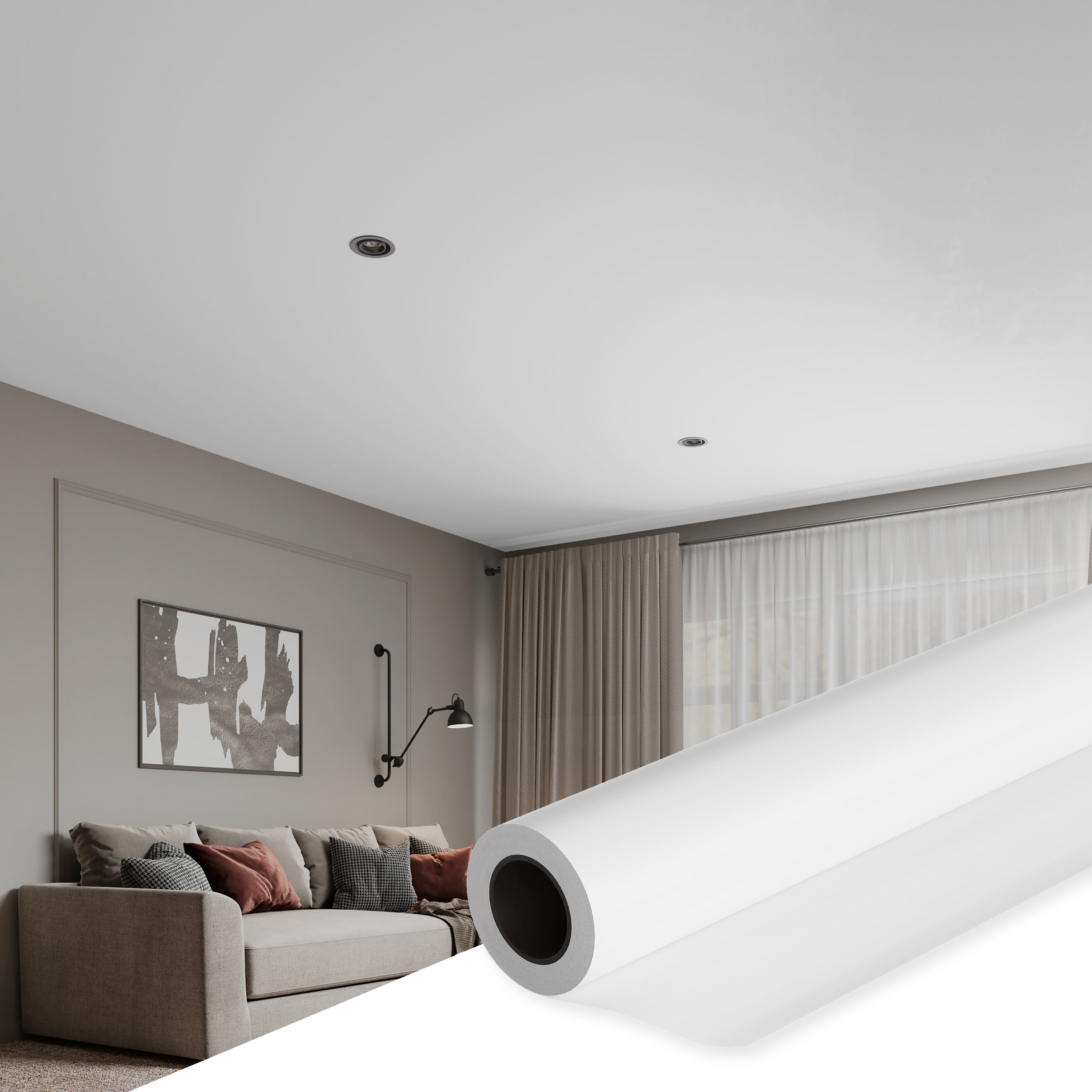 Modern Stretch Ceiling - Glossy & Matte Options, Easy DIY Installation. Kit #26. Film Size 6ft 7in x 14ft 9in