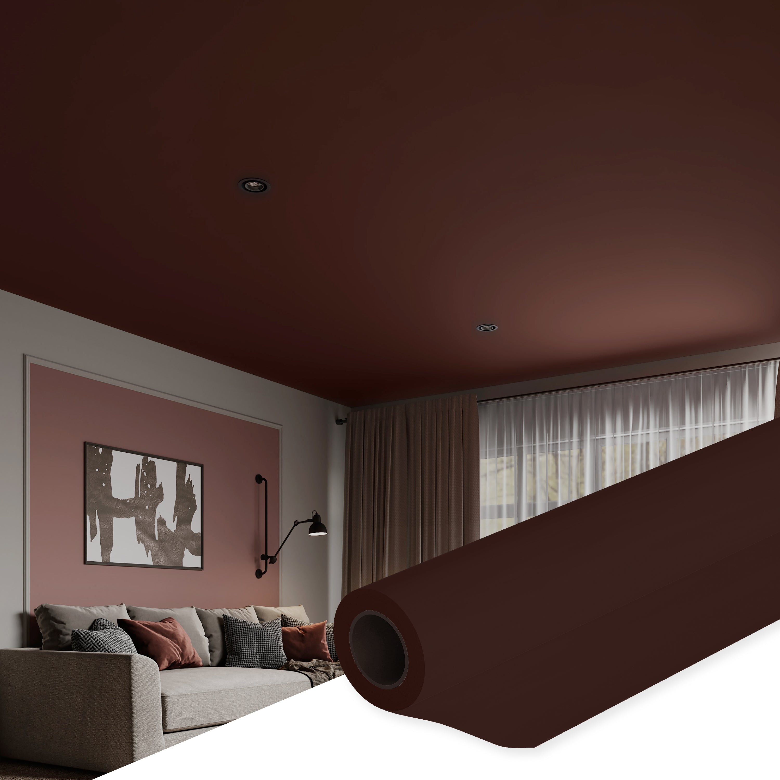 Modern Stretch Ceiling - Glossy & Matte Options, Easy DIY Installation. Kit #41. Film Size 9ft 10in x 14ft 9in