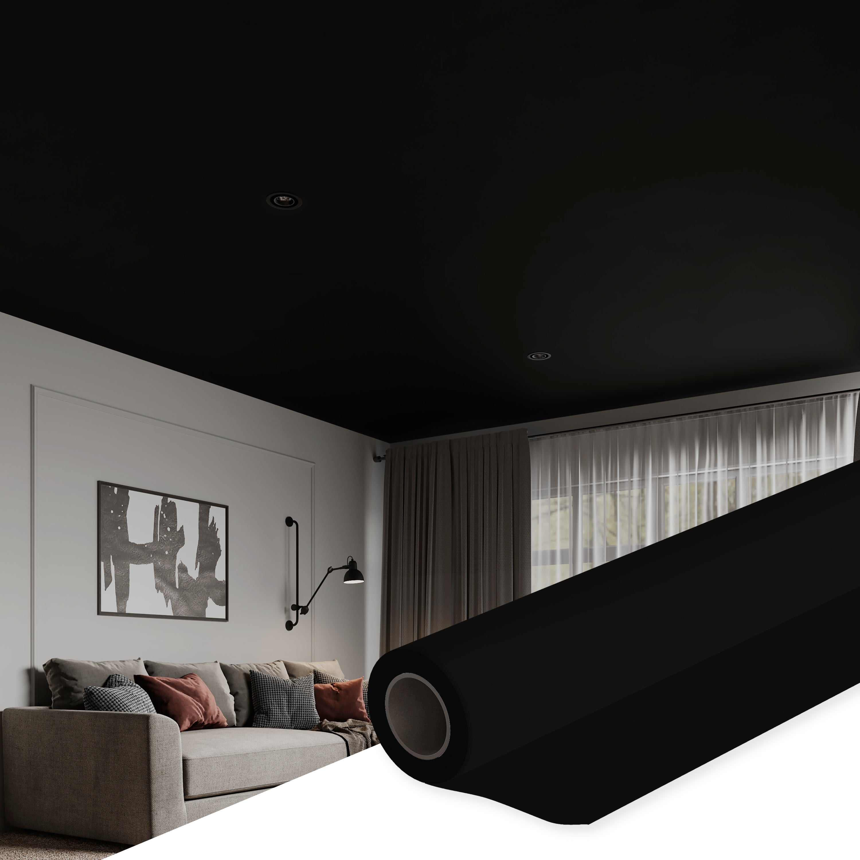 Modern Stretch Ceiling - Glossy & Matte Options, Easy DIY Installation. Kit #20. Film Size 4ft 11in x 19ft 8in